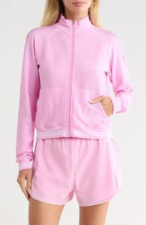 90 Degree by Reflex Seamless Net Play Tennis Jacket in Pink Peony/White at Nordstrom Rack, Size X-Large