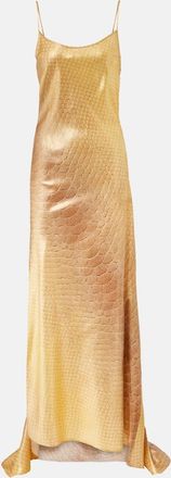 Roberto Cavalli Snake-print silk gown
