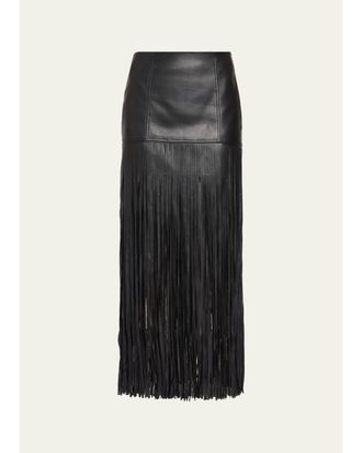 Toccin Soren Fringed Faux Leather Mini Skirt