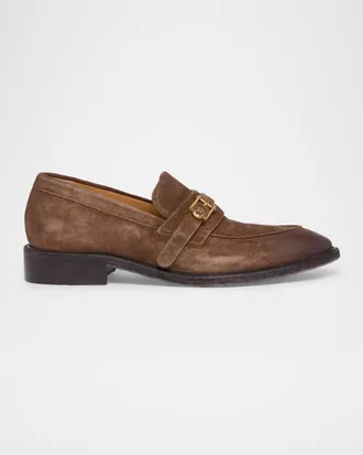 Versace Men & apos;s Suede La Medusa Buckle Loafers