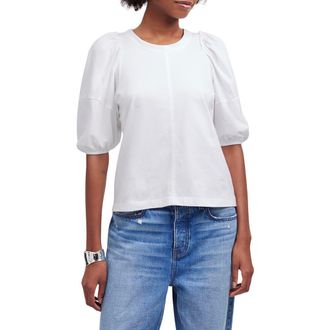 Madewell Puff Sleeve Cotton T-Shirt in Eyelet White at Nordstrom Rack, Size X-Small