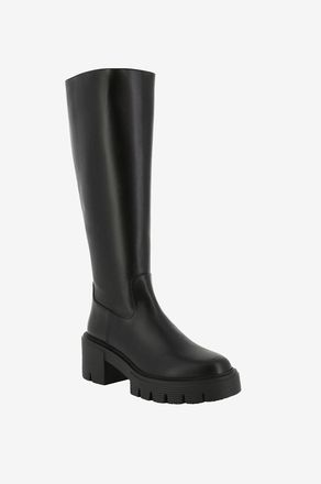 Stuart Weitzman Glattleder-Stiefel mit gezahnter Sohle Soho Knee-High 45