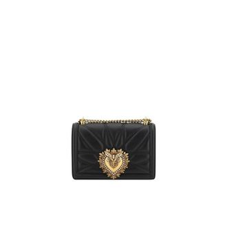 Dolce & Gabbana Gewatteerde Hart Schoudertas - Dames - Tassen - Zwart - Maat: ONE Size Leer