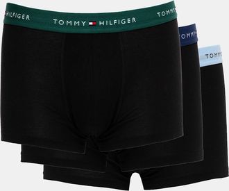 Tommy Hilfiger Mens Tommy Hilfiger 3 Pack Mens Colour Waistband Trunks - B-Wine/Blue/Purple - Black - Size: 33/32/32