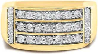 House of Brilliance Mens 14K Yellow Gold Plated Sterling Silver 3/4 Cttw Diamond 3 Row Band Ring in Yellow Gold Over Silver at Nordstrom, Size 10