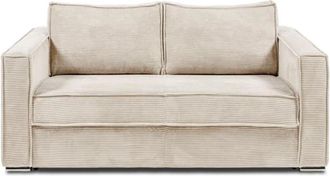 VENTE-UNIQUE.COM Sofá cama terciopelo 3 plazas beige 195x223cm