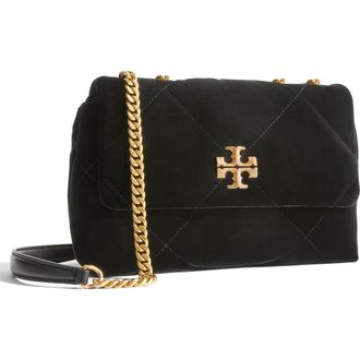 Tory Burch Kira Velvet Quilted Convertible Shoulder Bag in Black at Nordstrom