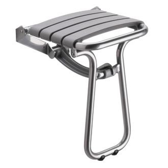 Pellet Pellet - Pmr Asiento De Ducha Escamoteable Essential Confort Con Pie De Aluminio Epoxi Gris, Lamas Grises