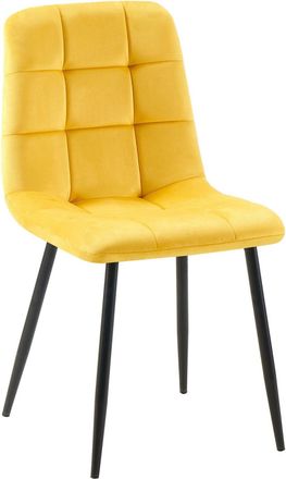 Clp Silla con patas de metal y asiento en Terciopelo Amarillo