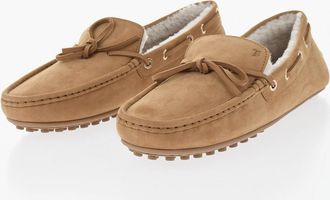 Tod's Nubuck Deck Moccasins with Shearling Lining Tods