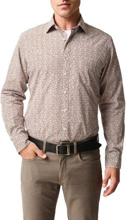 Rodd & Gunn Eastborne Sports Fit Dot Print Cotton Button-Up Shirt in Olive at Nordstrom, Size Xxx-Large