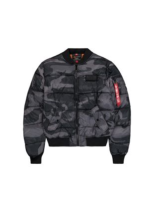 Alpha Industries Bomberjacke ALPHA INDUSTRIES MA-1 Puffer Bomber Camo, Herren, Gr. XXL, schwarz (schwarz camo), Obermaterial: 100% Polyester; Futter: 100% Polyester; F