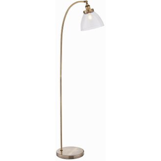 Endon Lighting Hansen - 1 Light Floor Lamp Antique Brass, Glass, E27