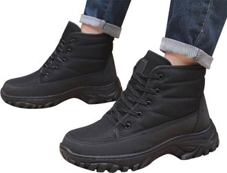 Generic Mens Snow Walking Boot High Top Military Hiking Boot Fur Lining Fashion Flat Ankle Boots Anti-Slip Outdoor Trekking Shoes Waterproof Warm Walking Foot