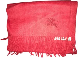 Burberry Red Cashmere Embroidered Scarf