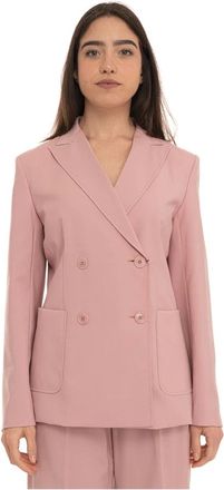 Max Mara Jassen, Dames, Roze, XS, Leer, Wkdzinnia Double Breasted Jacket