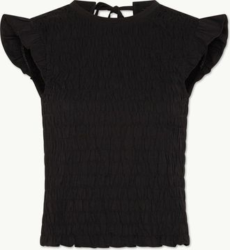 Nobody's Child Black Shirred Tie Back Top