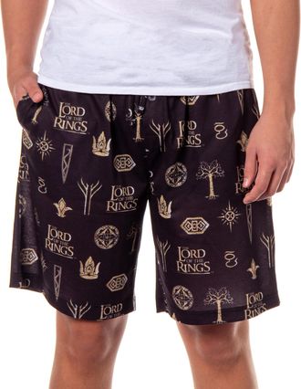 Intimo The Lord Of The Rings Pajamas Mens Tree Of Gondor Crown Rune PJ Lounge Shorts, Black, XL