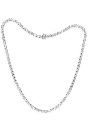 Diana M. Jewels 14kt white gold lab grown round diamond tennis necklace weighing 10.32 cts set in a four prong setting, 16