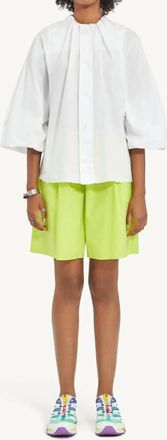 Maison Margiela Gathered Neck Long Sleeve Top In White