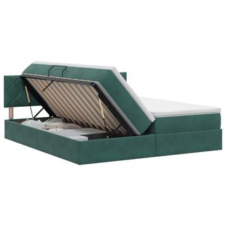 vidaXL Cama Con Almacenamiento Con Cabecera 2 Uds. Verde Oscuro Vidaxl