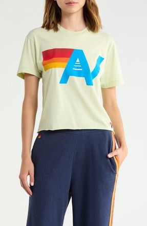 Aviator Nation Logo Boyfriend Tee in Lime Cream at Nordstrom, Size X-Large