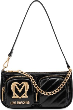 Love Moschino logo-plaque shoulder bag - women - Polyurethane - One Size - Black
