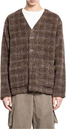 Our Legacy Alpaca Wol Check Gebreide Vest - Heren - Vesten - Bruin - XL - Wol - Truien & Vesten