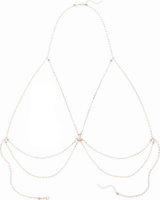 Lascana Lange Kette LASCANA, Damen, Gr. Metall, rosa (ros&eacute;), Halsketten Lange Kette, mit Strass, K&ouml;rperkette, Ketteng&uuml;rtel, Bikinikette, Halskette