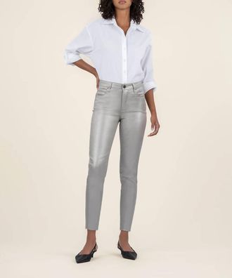 Kut from the Kloth Charlize Coated Cigarette Leg Jeans In Dark Silver