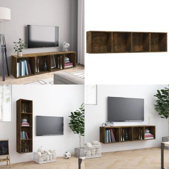 vidaXL Libreria/Mobile TV Rovere Fumo 143x30x36cm in Legno Multistrato - Libreria mobile - Scaffale a muro