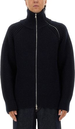 Dries Van Noten Textured Ribbed Zip-Through Wool Knit
