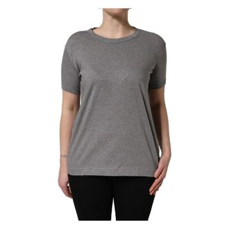 Dolce & Gabbana T-Shirts, female, Gray, Size: L Crew Neck T-shirt