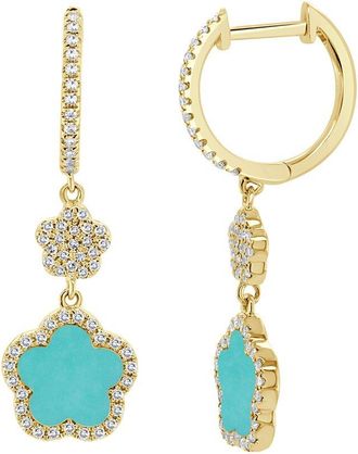 Italian Gold, Inc Sabrina Designs 14K 1.13 Ct. Tw. Diamond & Turquoise Clover Studs
