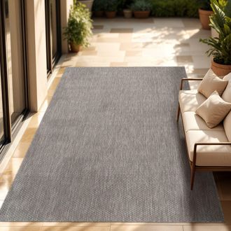 Paco Home Paco Home - Alfombra Exterior Interior Balc&oacute;n Terraza Alfombra Cocina Monocolor Jaspeado Gris, 120x160 Cm
