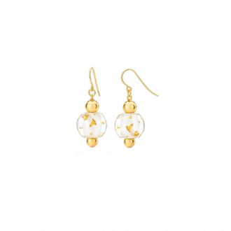 Gold & Honey Womens Bead Drop Earrings In White Gold Leaf