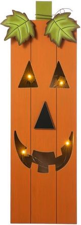 Glitzhome Lighted Halloween Wooden Pumpkin Porch Decor with Timer in Orange at Nordstrom, Size Medium