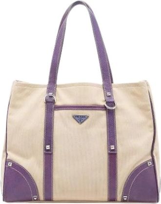 Prada Pre-owned Vintage Tote Bag - Dames - Vintage Shopper - Beige - ONE Size - Leer - Vintage