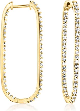 Ross-Simons Diamond Inside-Outside Paper Clip Link Hoop Earrings in 14kt Yellow Gold