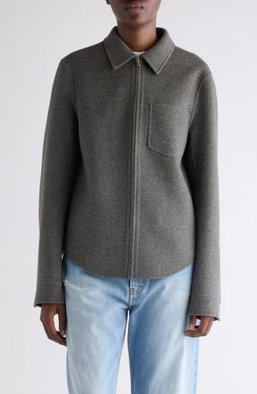 Acne Studios Wool & Cashmere Felt Shirt Jacket in Vintage Grey Melange at Nordstrom, Size 10 Us