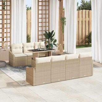vidaXL Conjunto De Sof&aacute; De Jard&iacute;n 8 Pcs Beige Polirat&aacute;n Vidaxl