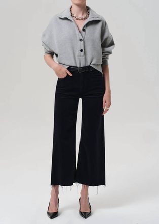 Citizens Of Humanity Lyra Wide Leg Crop Corduroy Pants In Navy