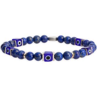 Caputo & Co. Mens Evil Eye Glass Bead Bracelet in Lapis Lazuli at Nordstrom
