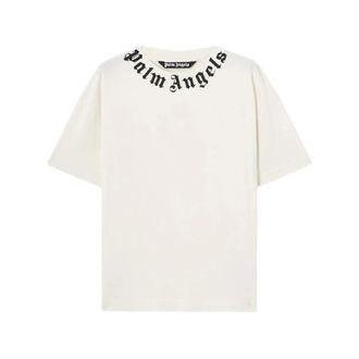 Palm Angels T-Shirts, male, White, Size: 2XL Neck Logo T-Shirt