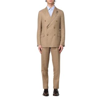 Lardini Kostuums, Heren, Bruin, L, Double-Breasted Pak