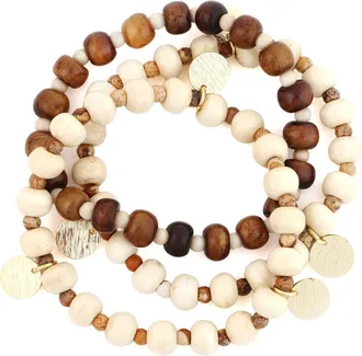 Panacea Set of 3 Tigers Eye & Howlite Stretch Bracelets in Brown at Nordstrom
