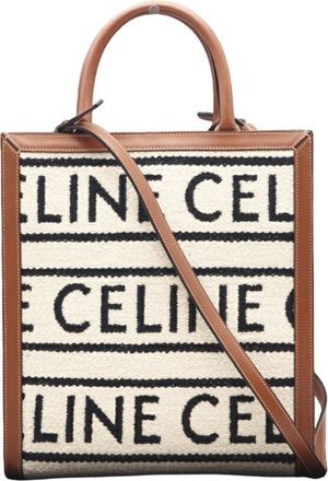 Celine Beige Black Brown White Leather Tote Bag (Pre-Owned)