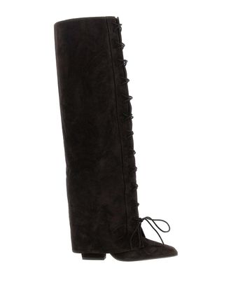 PARIS TEXAS Jane Fold Over Lace Up Boots