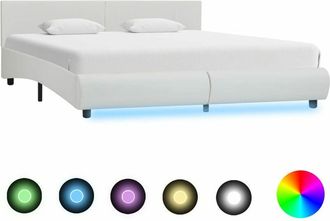 vidaXL Estructura de cama con LED cuero sintético blanco 160x200 cm vidaXL