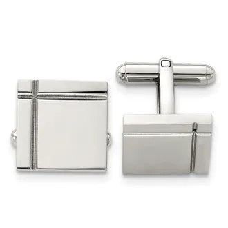 Diamond2Deal Stainless Steel Polished Square Cufflinks